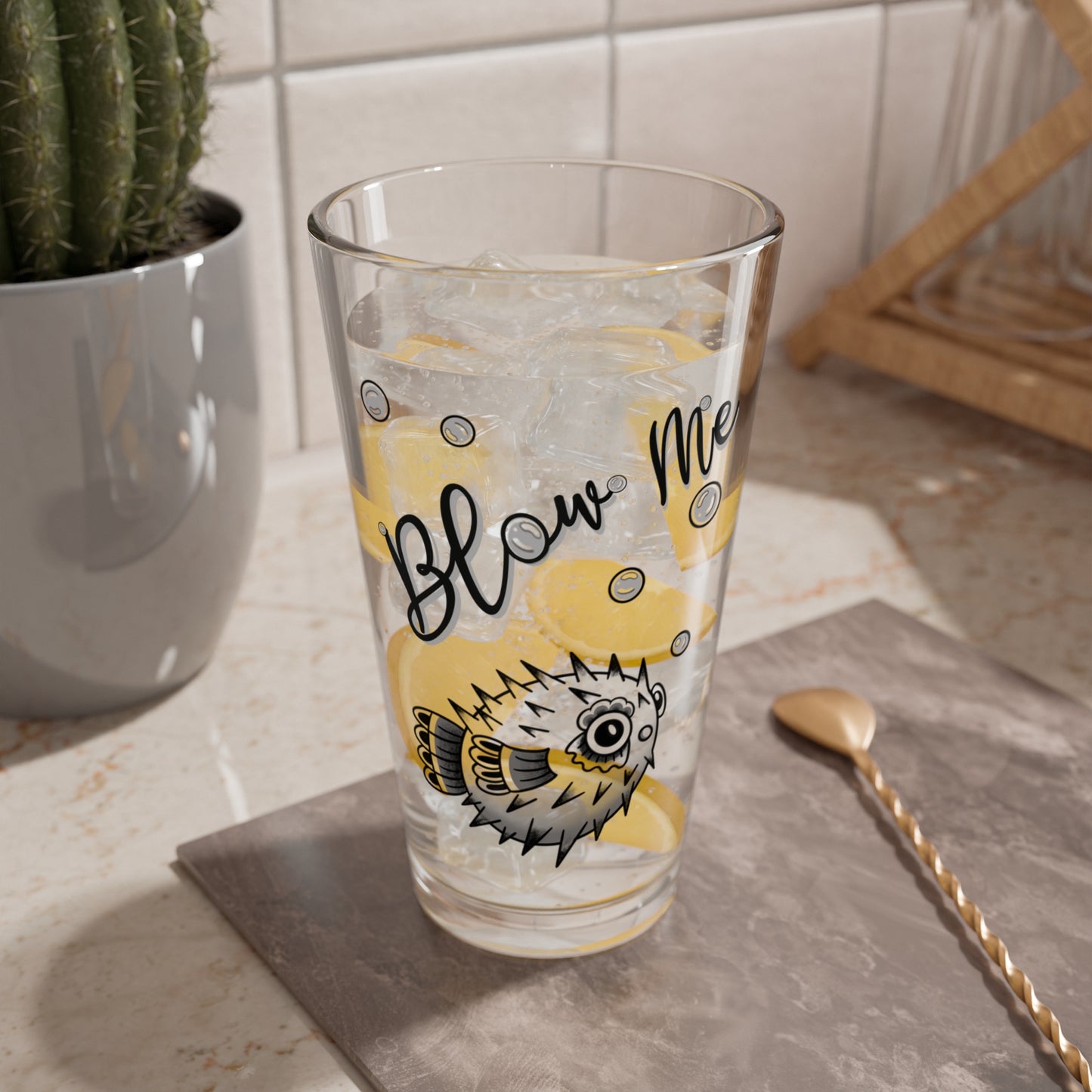 ‘Blow Me Blowfish’ Pint Glass